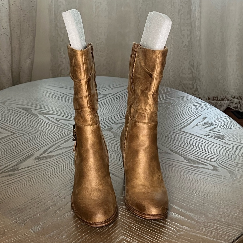 BareTraps Gold Heeled Boots with Metallic Finish